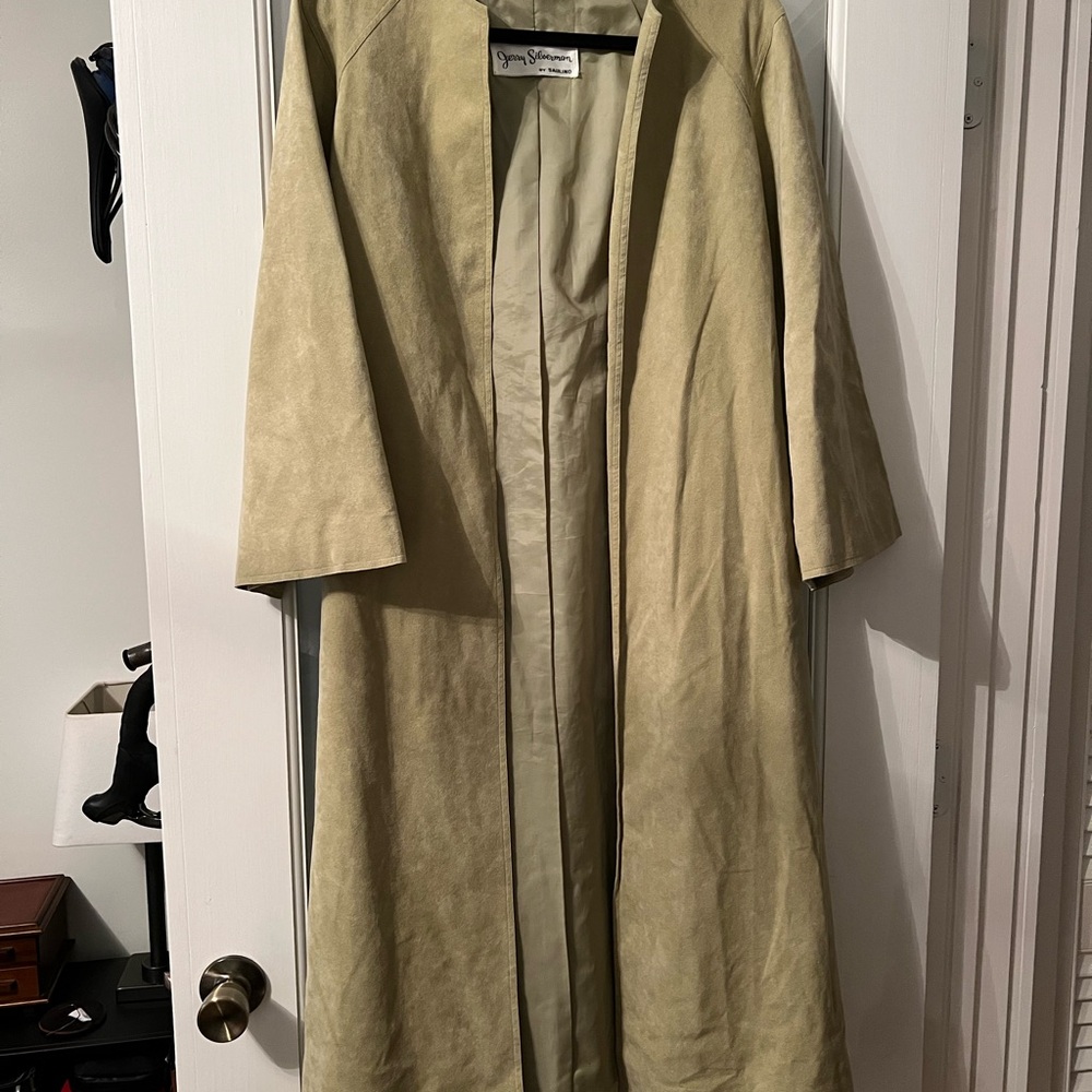 Vintage Suede Green Long Coat